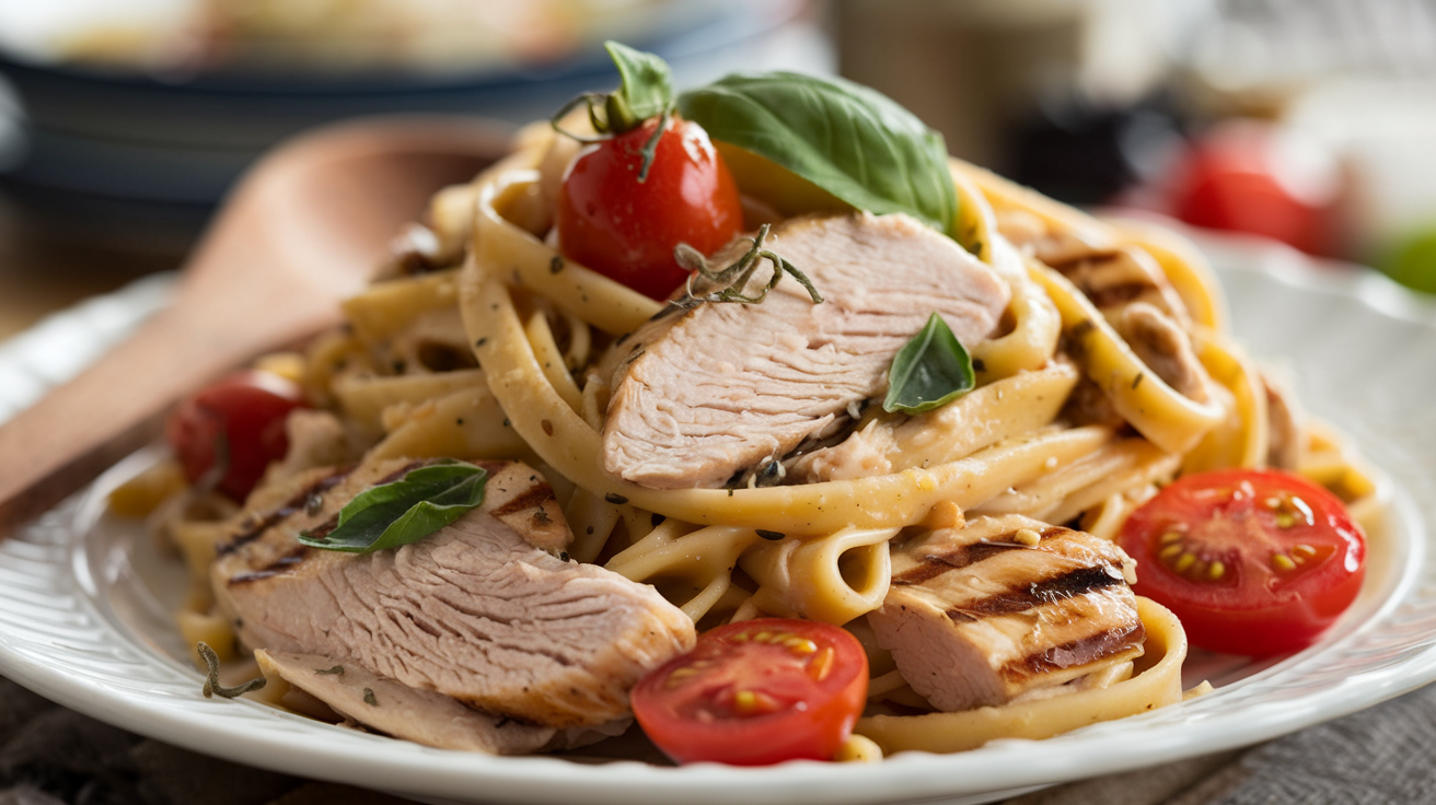 a-close-up-shot-of-a-plate-of-chicken-pasta-the-pa-8fUP5meKRayGlMreEikNgQ-P6DzgNPhQtuoRzfdpmbJBA